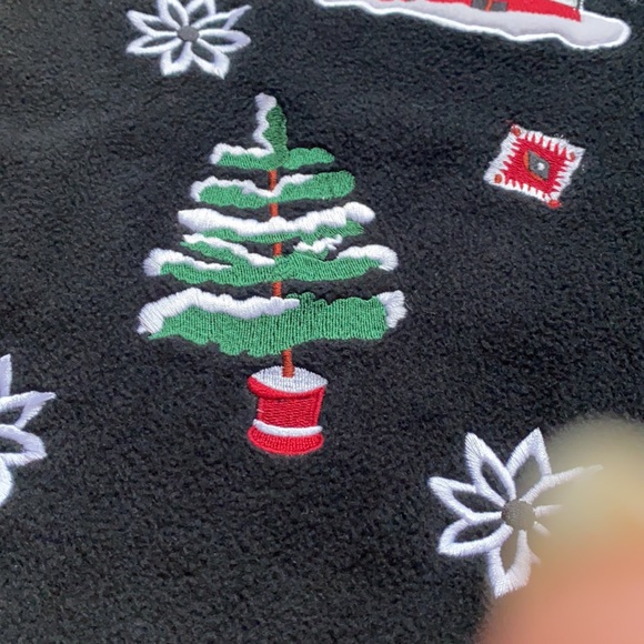 Women’s large black embroidered winter Christmas vest skis snowflake sleeveless - Picture 3 of 6